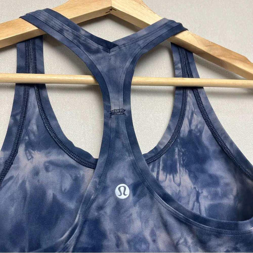 Lululemon‎ Cool Racerback Short Tank Top Nulu Diamond Dye Lunar Rock True Navy 4